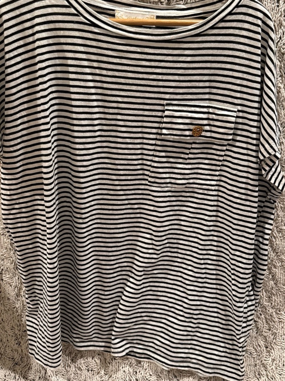 Striped Black and White Pocket Tee - Men